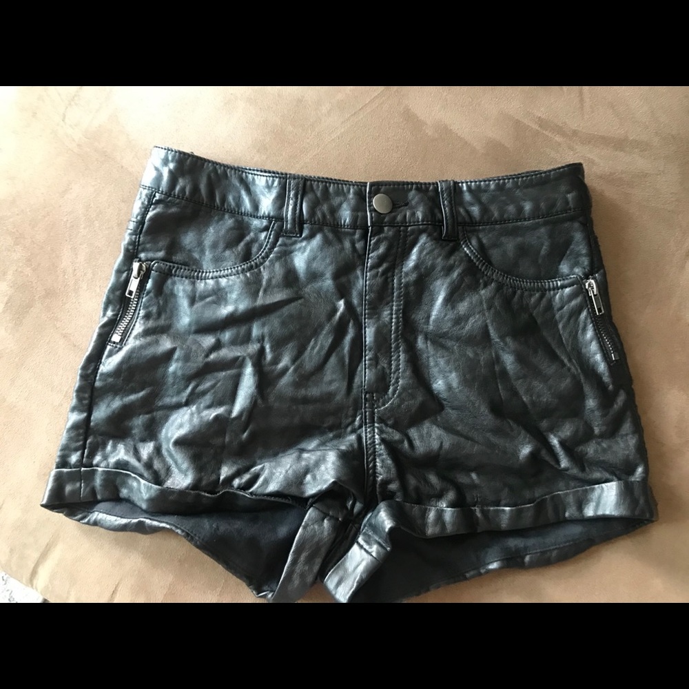 Imitation leather shorts